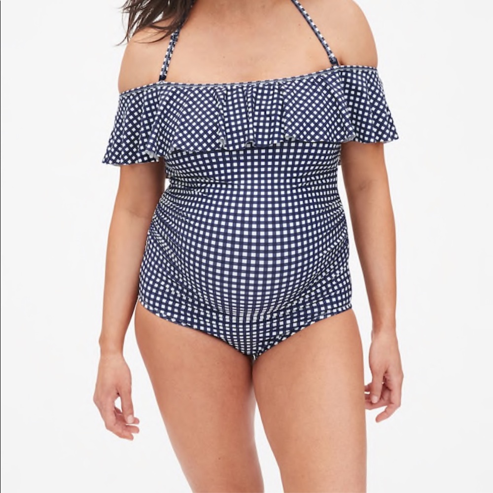 Gap Maternity Ruffle Off Shoulder One Piece (NWT)